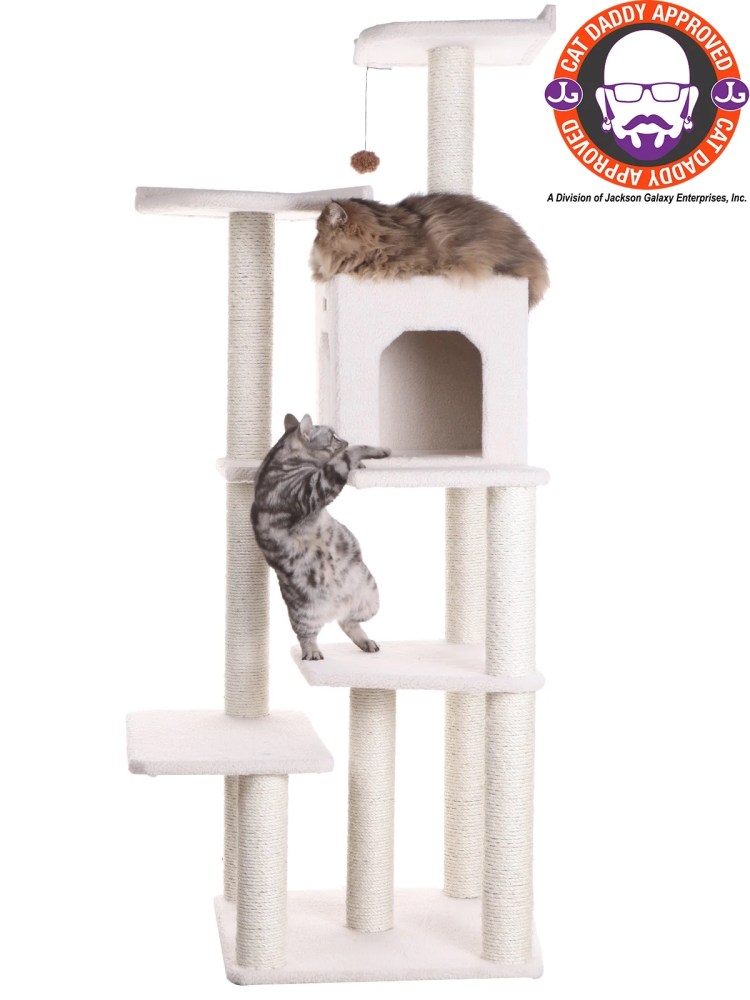 Armarkat 68-in Cat Tree & Condo Scratching Post Tower, Ivory - Image 5