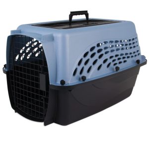 Petmate Plastic Carrier for Dogs & Cats,  2 Door Top Load Travel Kennel,  Blue,  for Dogs & Cats up to 15 lbs,  Medium,  24" x 14.50" x 16.76"