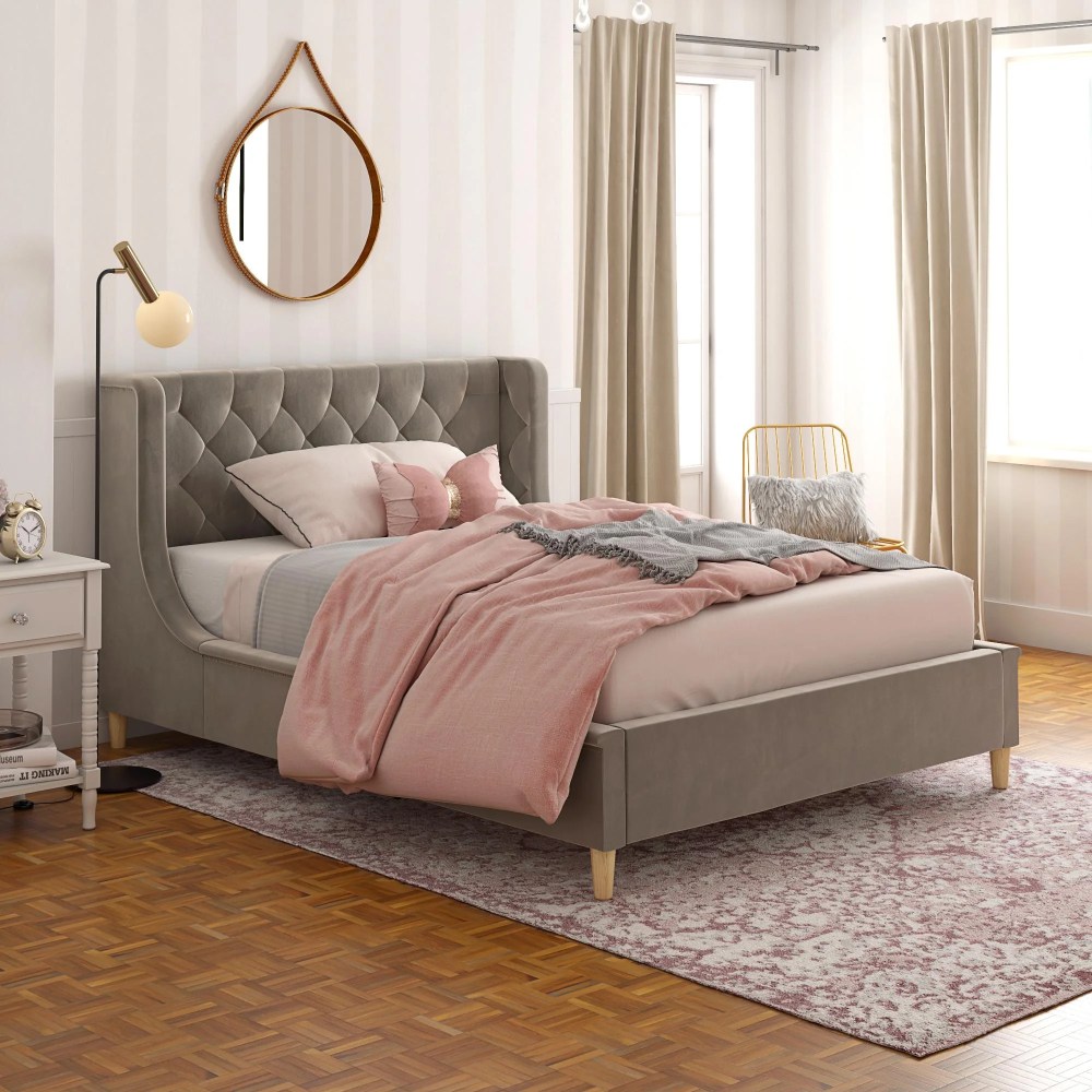 Max & Finn Ambrosia Kids' Full Upholstered Bed, Gray Velvet