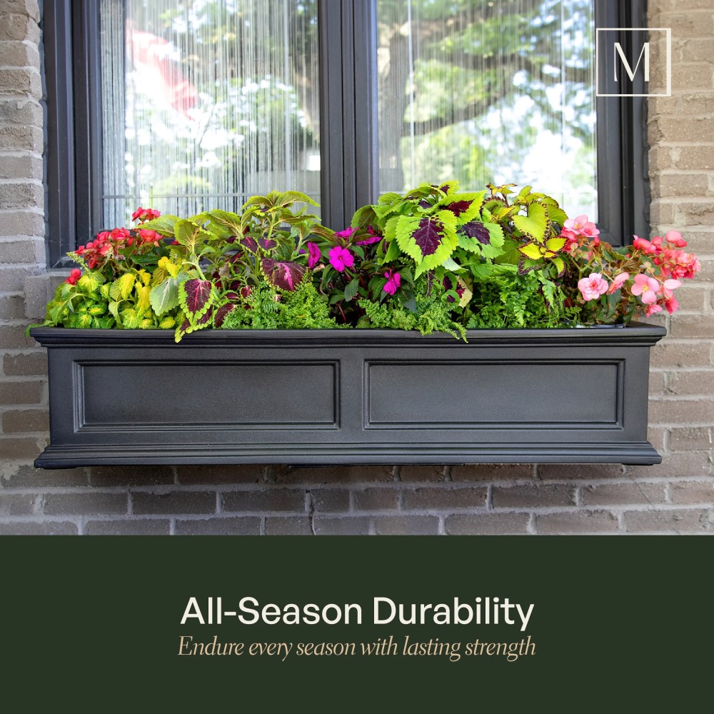 Mayne Fairfield 36" x 11" x 11" Rectangular Espresso Self Watering Plastic Window Box Planter - Image 7