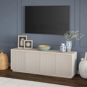 Evelyn&Zoe Hanson Rectangular TV Stand for TV's up to 75", Alder White