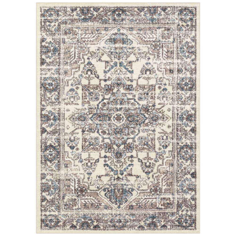 Maples Rugs Tapestry Farmhouse Medallion Taupe Grey Non Slip Indoor Area Rug, 5" x 7"