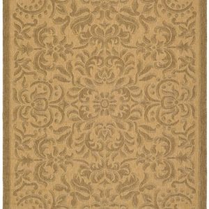 SAFAVIEH Courtyard Annie Floral Indoor/Outdoor Area Rug, Natural/Gold, 5'3" x 7'7"