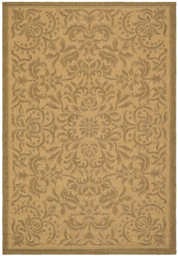 SAFAVIEH Courtyard Annie Floral Indoor/Outdoor Area Rug, Natural/Gold, 5'3" x 7'7"