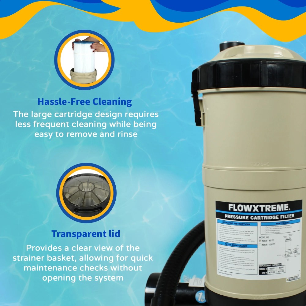 Blue Wave Hydromatic 90 SF Above Ground Pool Cartridge Filter System with 1 HP Pump - 1-HP - Image 6