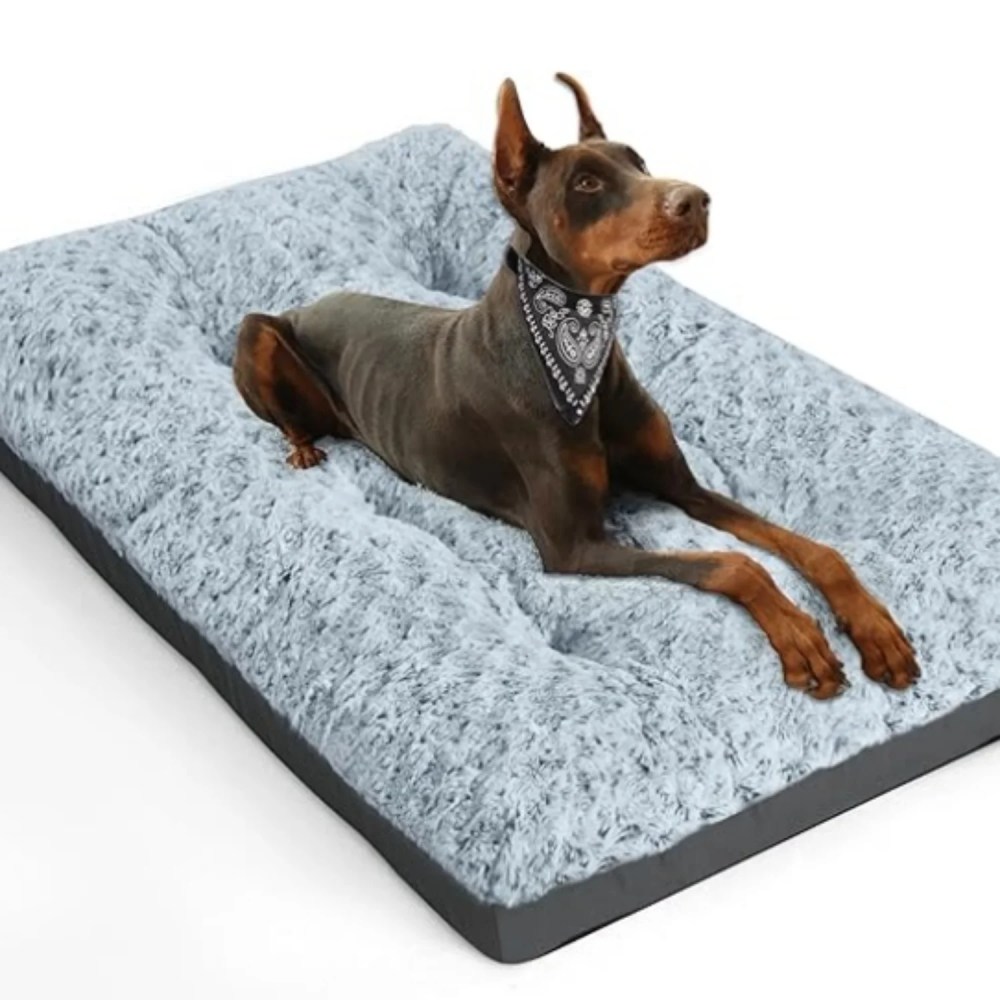 Deluxe Washable XL Dog Bed Dog Crate Mat 42 inch Comfy Fluffy Kennel Pad Anti-Slip for Dogs Up to 90 lbs, 42" x 28", Grey - Image 6