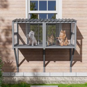 Magic Union Cat Catio,  Cat Window Perch for Large Indoor Cats - Expandable Wooden Cat Window Box Enclosure for Multi Cats,  Waterproof Cat Window Hammock for Safely Enjoying the Outdoor Sights