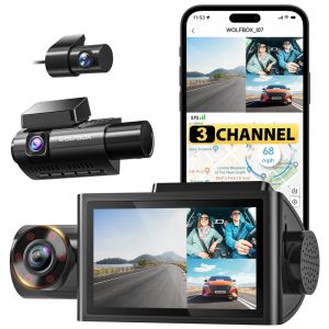 WolfBox 3 Channel4K Dash Cam,  2.5K1080P1080P Dash Cam for Cars,  Dash Camera with 3" LCD Display,  Super IR Night Vision,  Built-in WiFi & GPS
