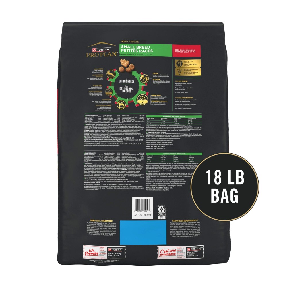 Purina Pro Plan Small Breed Dog Food, Shredded Blend Beef and Rice Formula with Guaranteed Live Probiotics, 18 lb Bag - Image 6