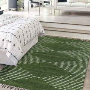 Unique Loom Chindi Cotton Collection Area Rug - Briah (5" 1" x 8" Rectangle Green/Ivory)