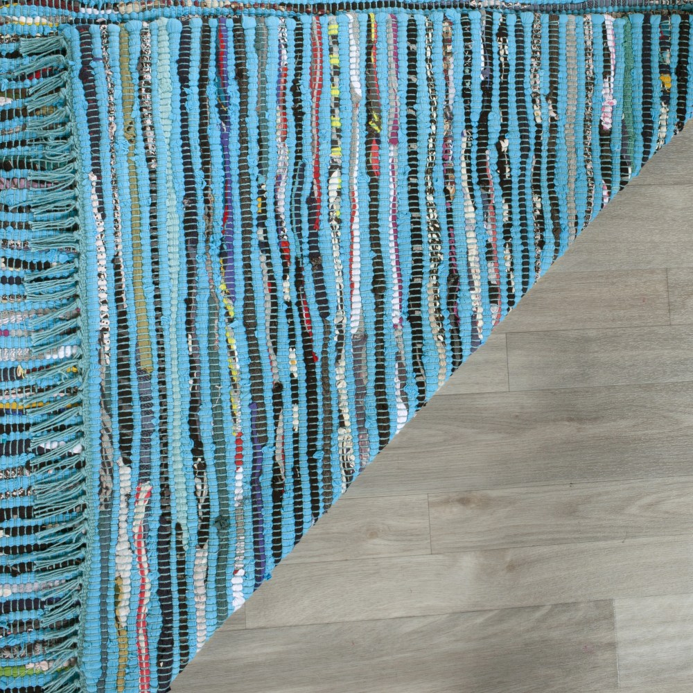 SAFAVIEH Rag Skylar Striped Cotton Area Rug, Turquoise/Multi, 8" x 10" - Image 5
