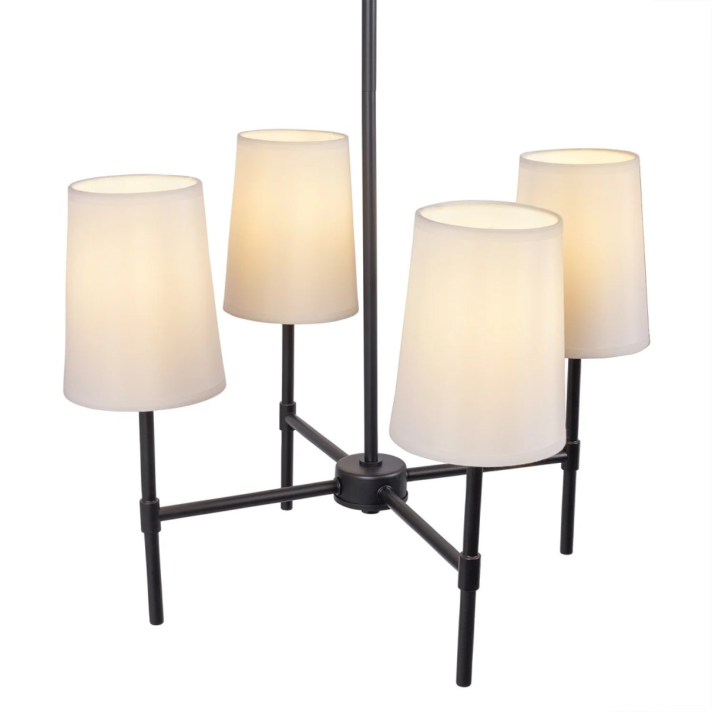 Better Homes & Gardens Meadowood 4-Light Chandelier, Matte Black Finish, White Fabric Shades, LED Bulbs Included - Image 6