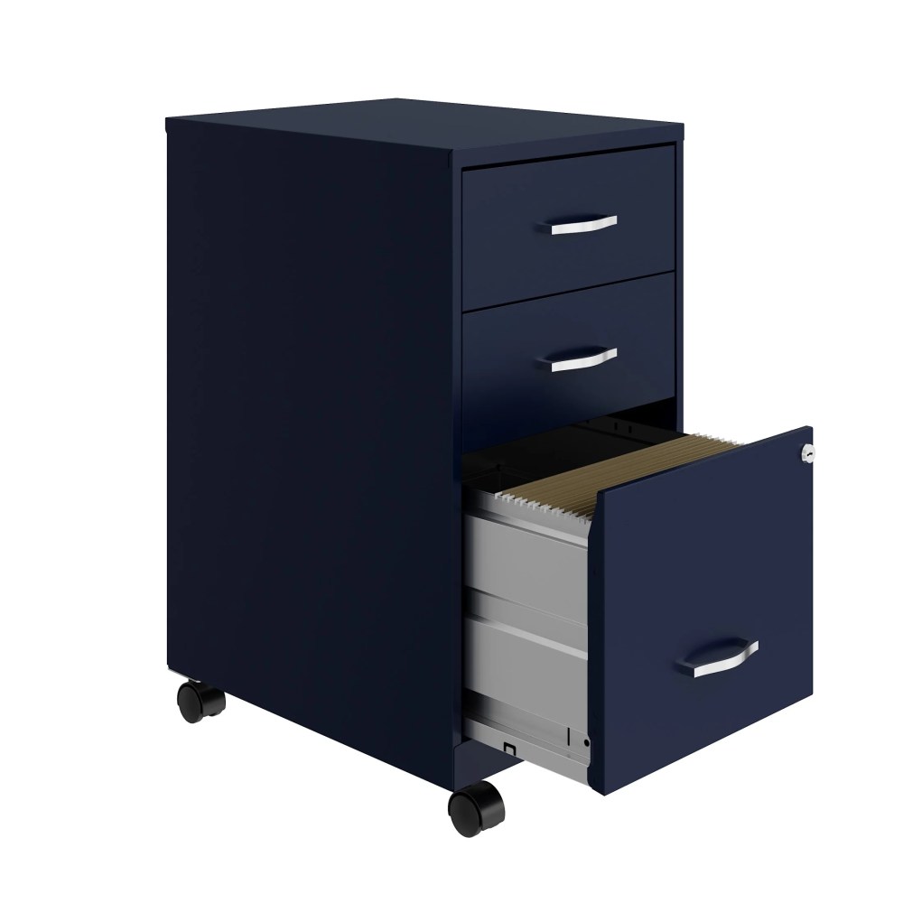 Space Solutions 18" Deep 3 Drawer Mobile Letter Width Vertical File Cabinet, Navy - Image 6