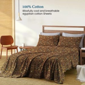 400 Thread Count 4 Piece Hotel Sheet Set Deep Pocket 10 Inch 100 Egyptian Cotton Color Leopard Print Size Full