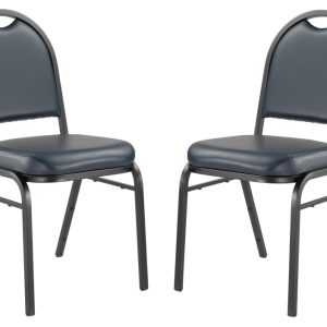 (Pack of 2) NPS 9200 Series Premium Vinyl Upholstered Stack Chair, Midnight Blue Seat