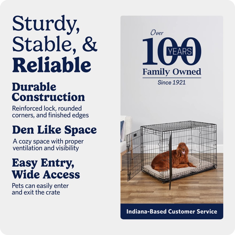 MidWest Homes for Pets 42-Inch Two-Door iCrate Folding Dog Crate with Divider Panel, Leak-Proof Tray & Secure Latches-Metal Wire Kennel for Large Breeds-Portable, Durable & Easy to Assemble - Image 2