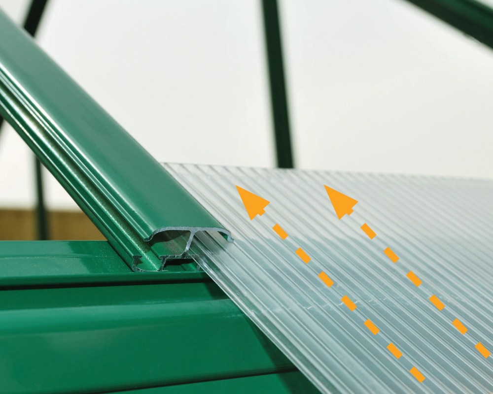 Palram - Canopia Hybrid 6" x 4" Polycarbonate/Aluminum Walk-In Greenhouse-Green - with Roof Vent - Image 7