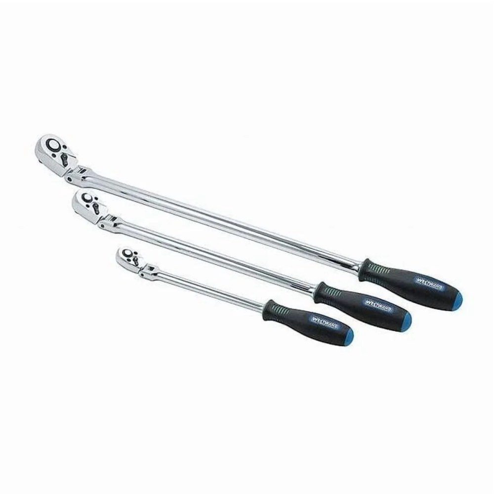 1/4",3/8",1/2" Drive 36 Geared Teeth Pear Hand Ratchet Set,Chrome 384T87
