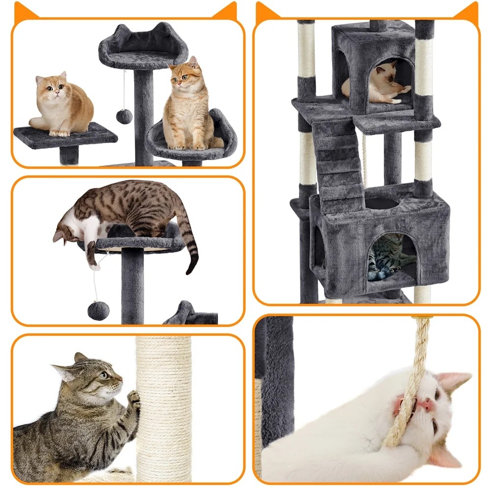 Yaheetech 72" H Cat Tree with 2 Condos - Image 5