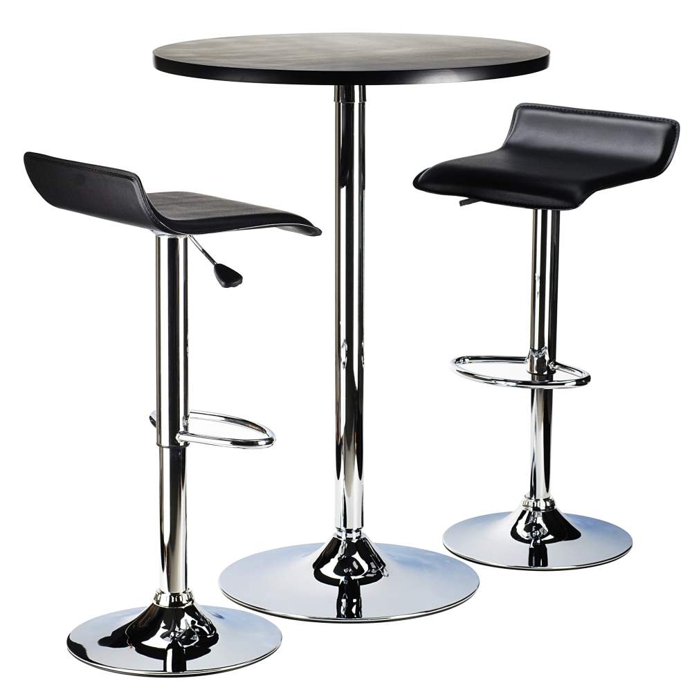 Winsome Wood Spectrum Pub Table & Stools,3PC Set,Black & Chrome