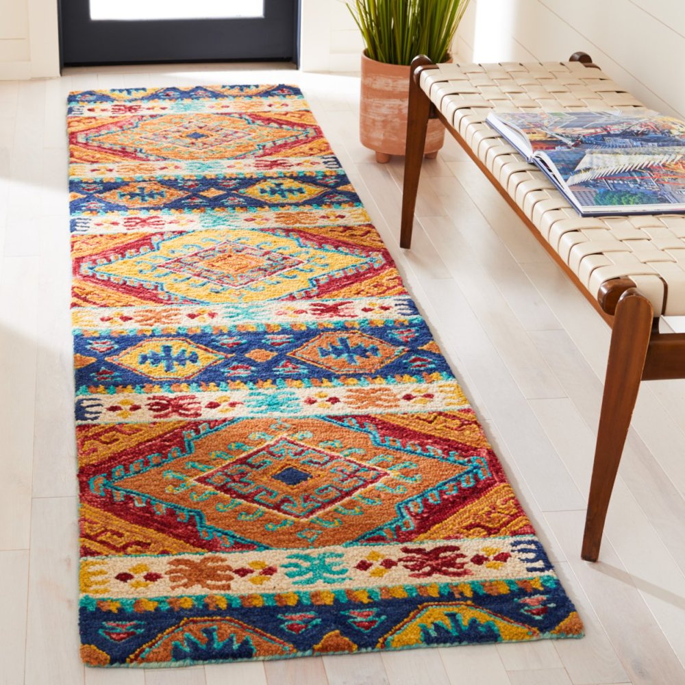 SAFAVIEH Aspen Tessan Southwestern Wool Area Rug, Navy/Ivory, 3" x 5" - Image 7