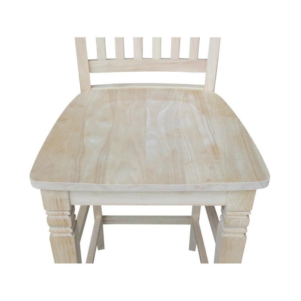 International Concepts Wood Seattle Bar Height Stool - 29.92" Seat Height - Unfinished - Image 2