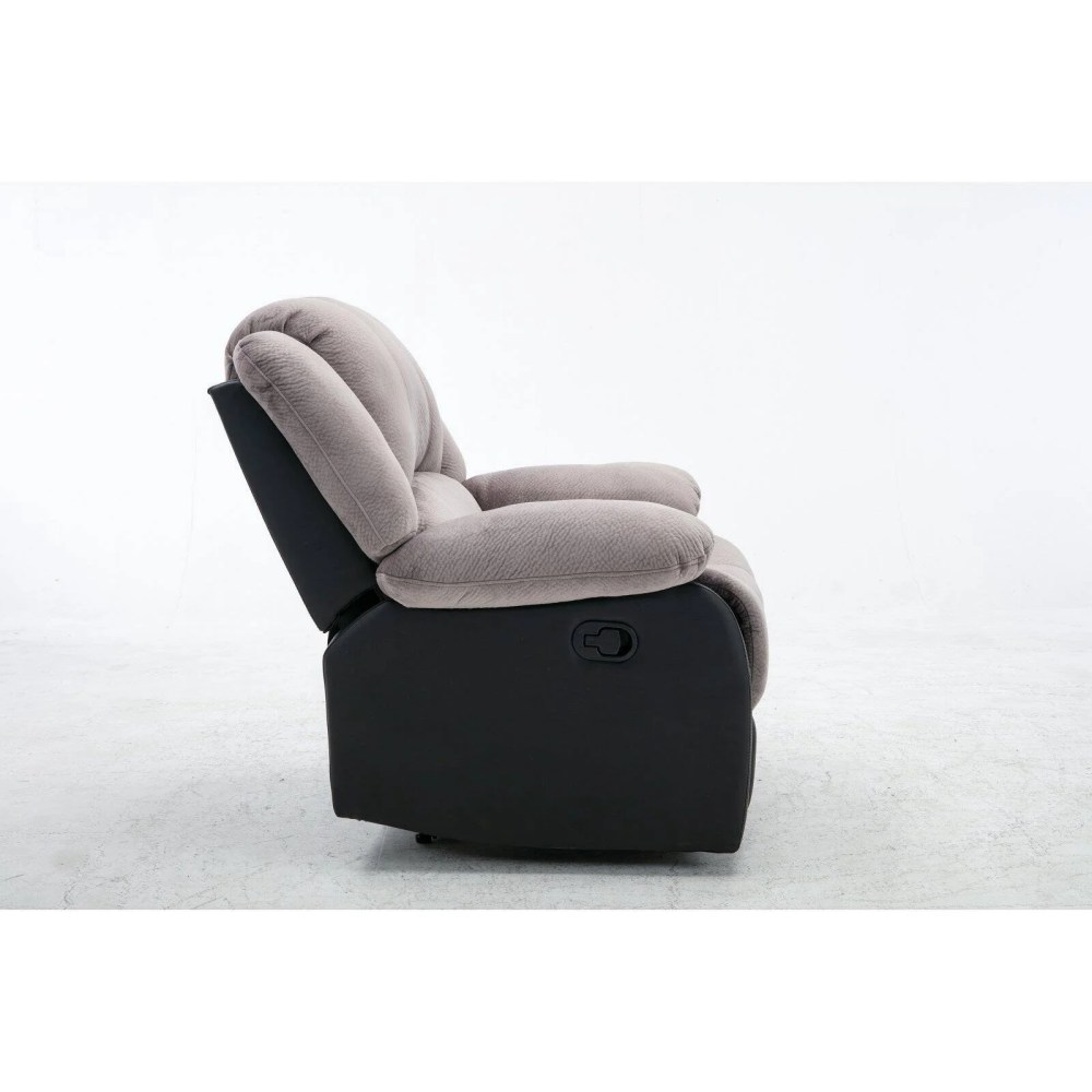 Nathaniel Home Champion Manual Single Reclining Sofa, PU Leather Upholstered Couch, Tufted Recliner, Plush Scoop Seating, for Living Room Home Theater, Beige - Image 7