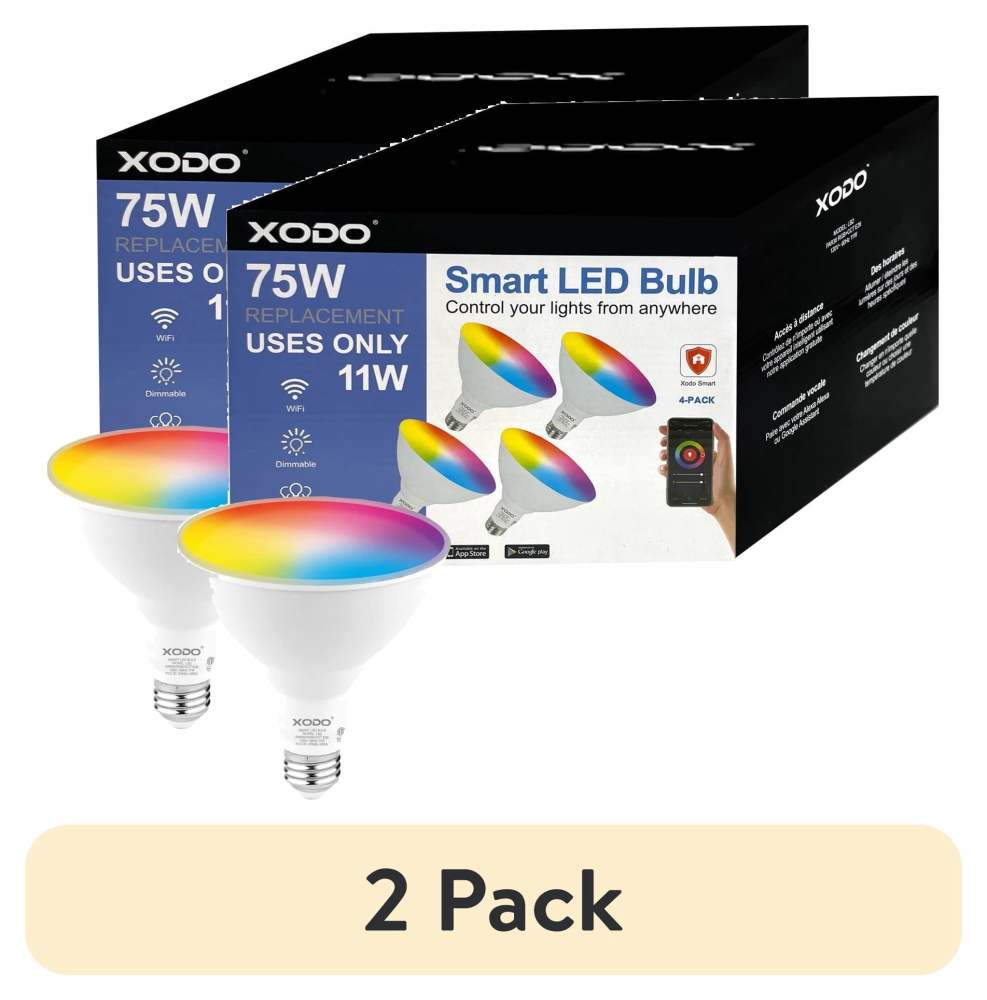 (2 pack) XODO Recessed Smart Light Bulbs,900 Lumen Multicolor LED Light Bulbs with Voice Control,11-Watts,4-Pack