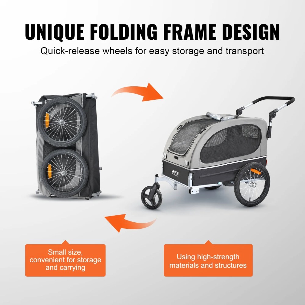 KFFKFF Pet Bicycle Trailer & Stroller Dog Cat Bike Carrier 88 lbs Water Resistant - Image 7