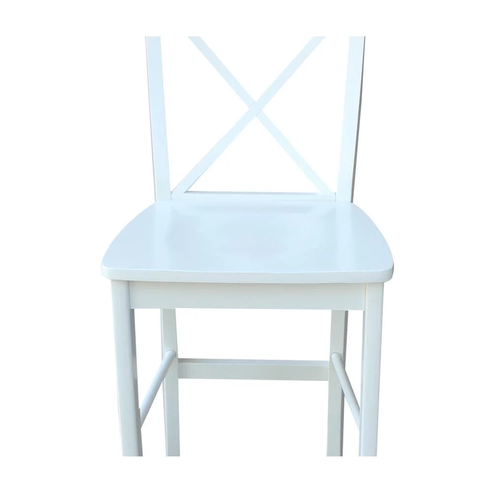 International Concepts Cross Back Solid Wood 30 in. Bar Height Stool in White - Image 3