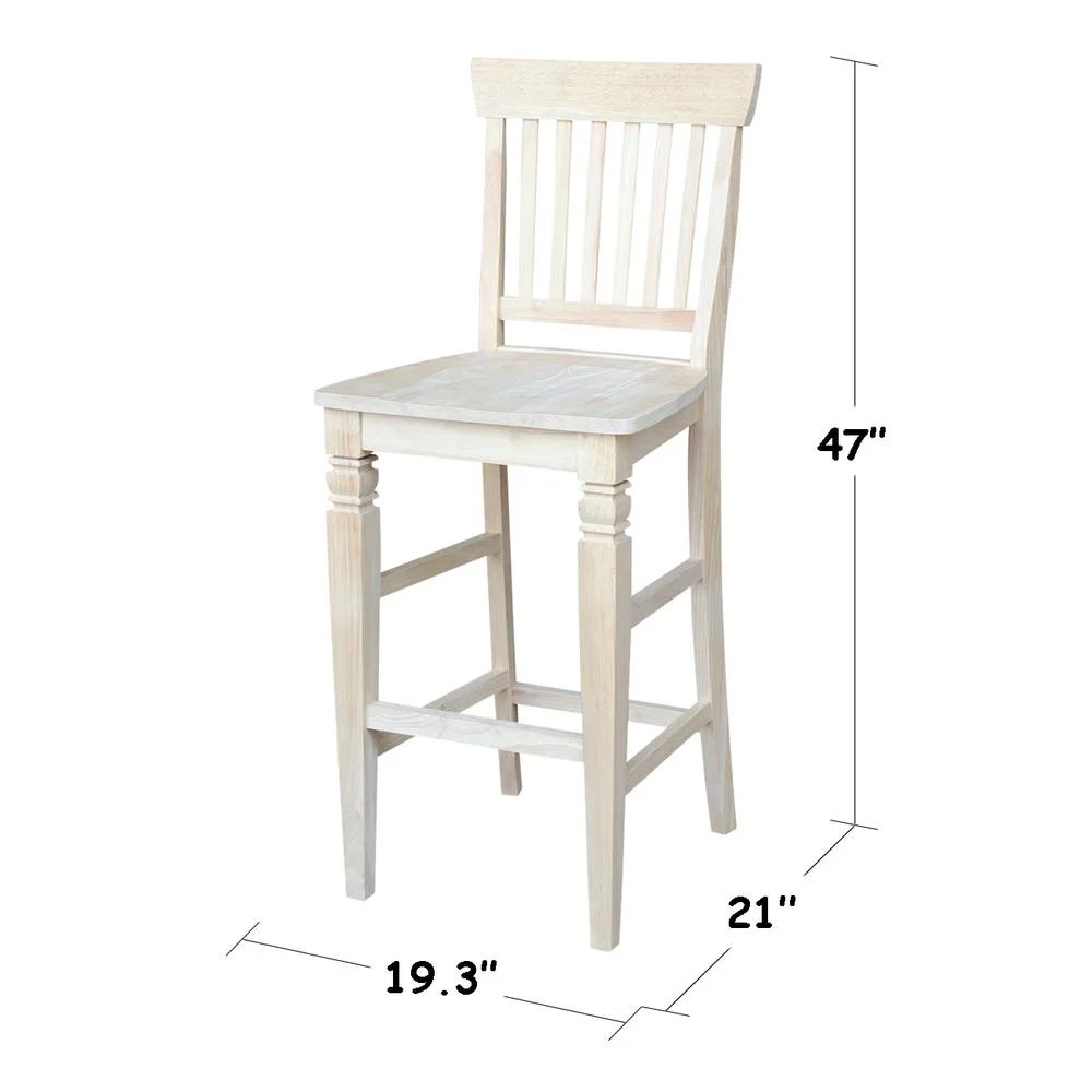 International Concepts Wood Seattle Bar Height Stool - 29.92" Seat Height - Unfinished - Image 5