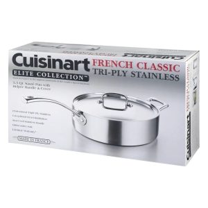 Cuisinart Elite Collection Tri-Ply Stainless Saut' Pan with Helper Handle and Cover - 5.5 Quart Pan