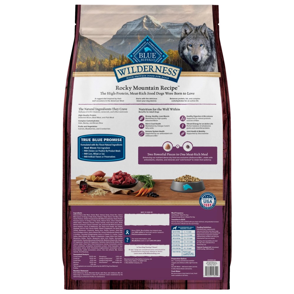 Blue Buffalo Wilderness Natural Dry Dog Food, High-Protein, Bison & Whole Grains, 28-lbs. - Image 2