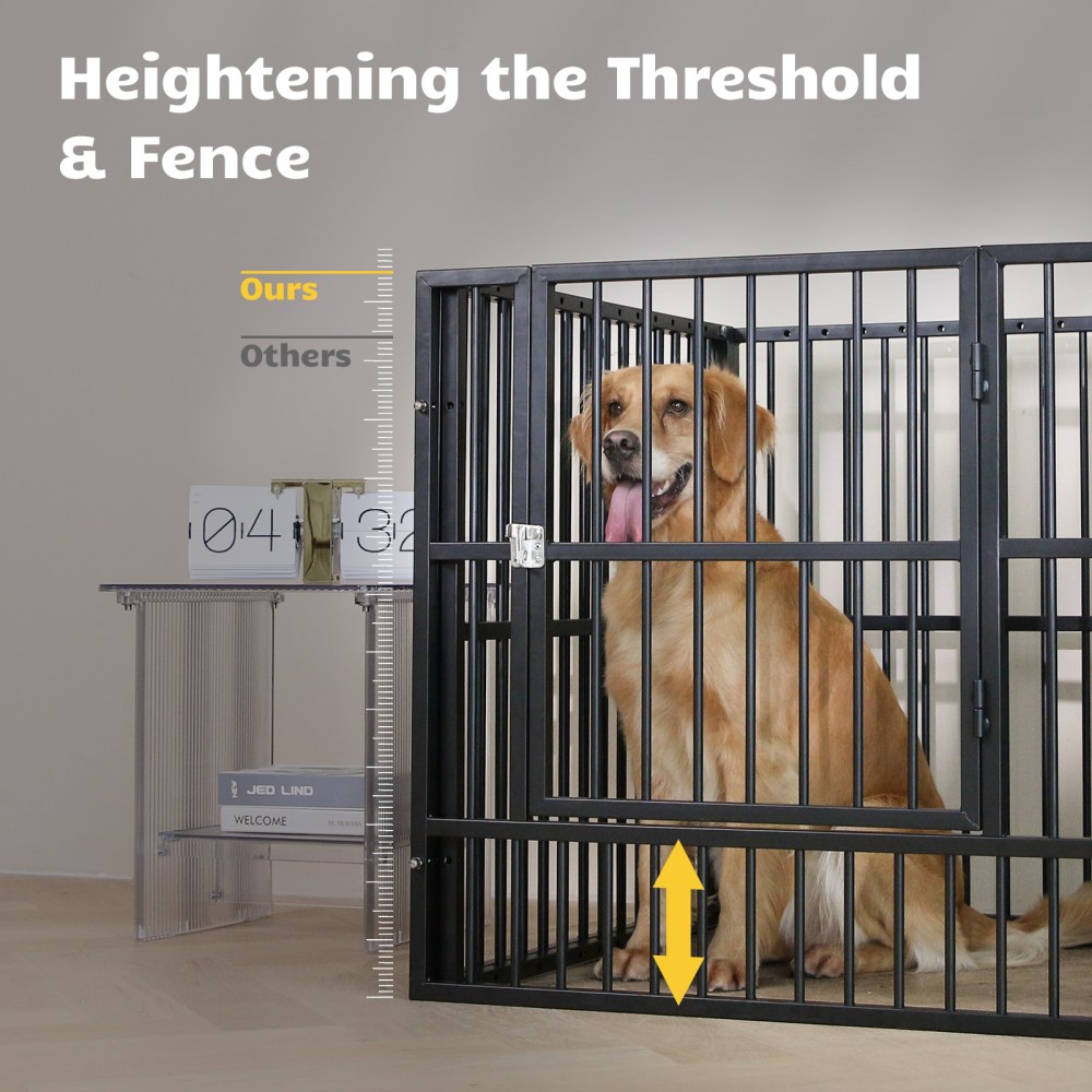 Dog Playpen Heavy Duty Dog Crate Kennel Dog Fence Pet Enclosure with Lockable Door, 6 Panel for Puppy Indoor Outdoor - Image 6