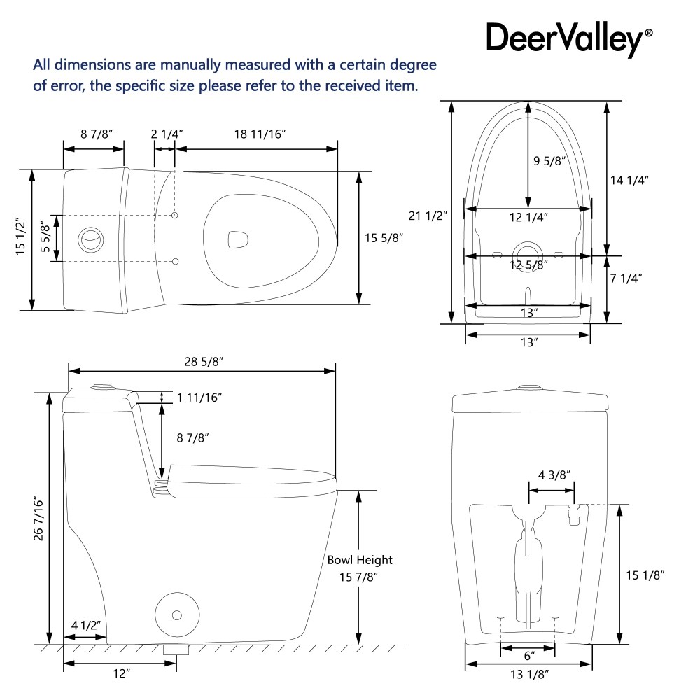 DeerValley Prism DV-1F52636 Dual-Flush Elongated One-Piece Toilet with Glazed Surface (Seat Included) - Image 3
