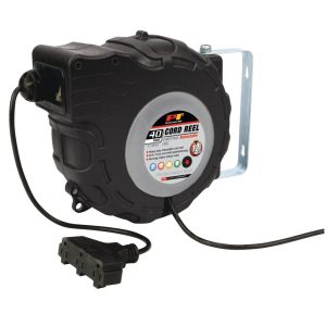 Performance Tool W2278 40ft 12-Gauge Retractable Power Cord Reel with Spring Loaded Auto-Rewind