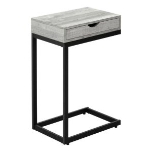ACCENT TABLE - GREY RECLAIMED WOOD-LOOK / BLACK / DRAWER