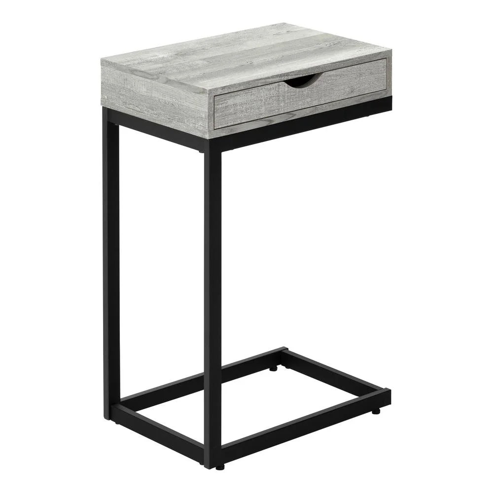 ACCENT TABLE - GREY RECLAIMED WOOD-LOOK / BLACK / DRAWER