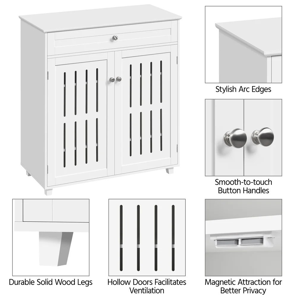 Alden Design 4 Tier Wooden Shoe Storage Cabinet with 1 Drawer for Entryway, White - Image 10