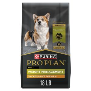 Purina Pro Plan Weight Management Dog Food Dry Formula Chicken and Rice Formula,  18 lb Bag