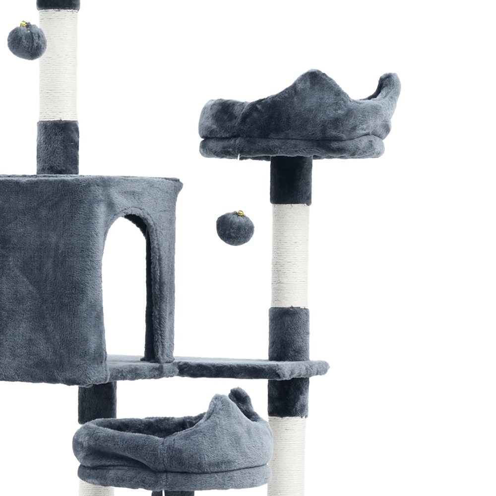 Uforic 75"Large Cat Tree Tower Multi Level Play Tower Condo with Sisal Ramp, Scratching Posts & Cozy Basket Hammocks, Dark Gray - Image 3