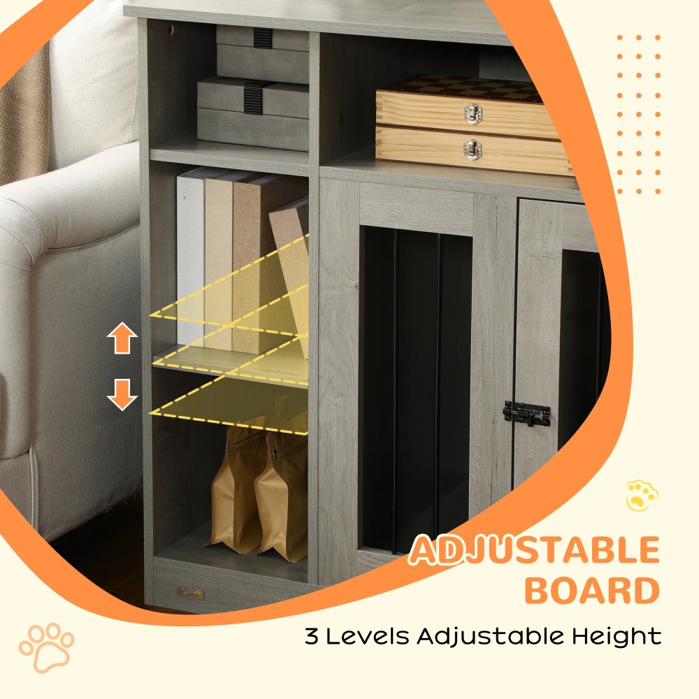 PawHut Furniture Style Dog Crate End Table W/ Adjustable Shelf Storage Space - Image 3
