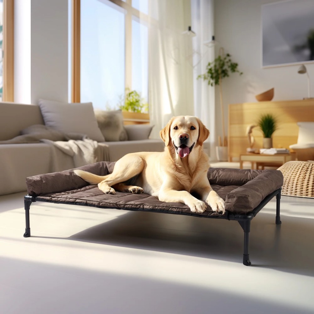 Veehoo Cooling Elevated Dog Bed Waterproof Removable Pillow-Top Mat, Dog Sofa Bed, Large, Brown - Image 5