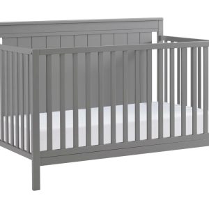 Oxford Baby Lazio 4-in-1 Convertible Crib, Dove Gray, GREENGUARD Gold Certified, Wooden Crib