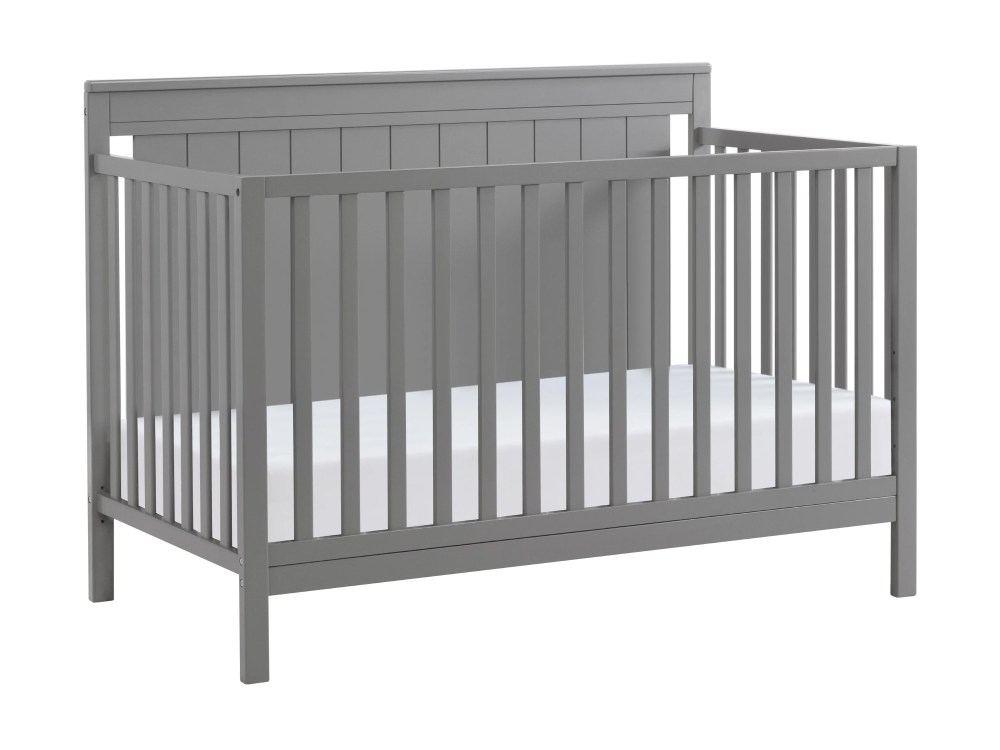 Oxford Baby Lazio 4-in-1 Convertible Crib, Dove Gray, GREENGUARD Gold Certified, Wooden Crib
