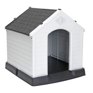 ZENSTYLE 32" Large Dog House Insulated Waterproof Pet Kennel Shelter Indoor Outdoor,  Gray