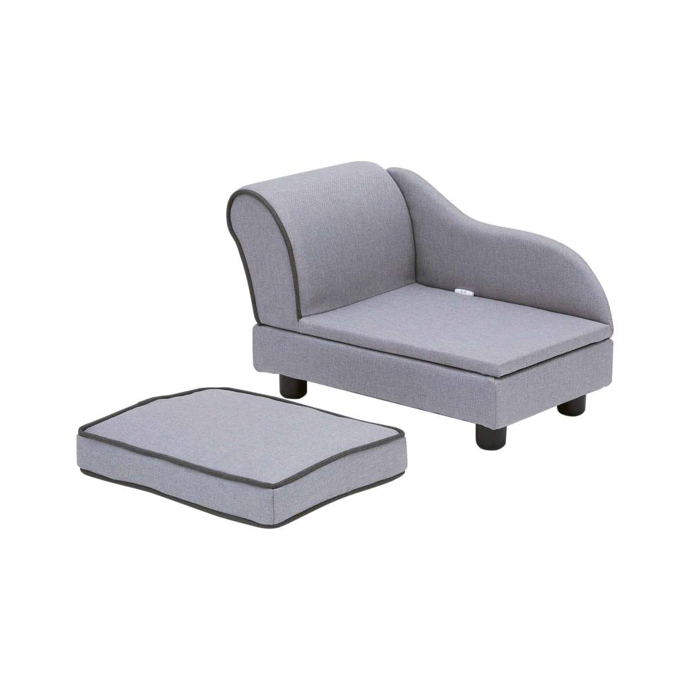 Teamson Pets Ivan Chaise Lounge Dog Bed with Storage for Pets up to 33 lbs, Gray - Image 6