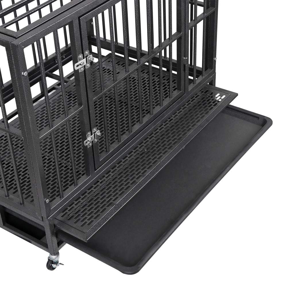 ZENY 38 Inch Indestructible Heavy Duty Dog Crate Escape Proof with Lockable Wheels High Anxiety Double Door Design - Image 10