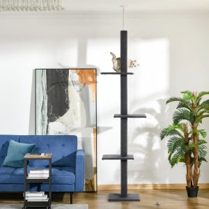 Pawhut 4-level Platform Cat Tree with Sisal-Covered Scratching Posts,  Gray