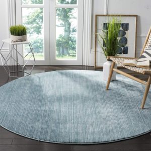 SAFAVIEH Vision Adrasteia Overdyed Solid Area Rug, Aqua, 4" x 4" Round - Modern Design, Aqua, Non-Shedding & Easy Cleaning, Ideal for Living Room, Bedroom, Dining Space